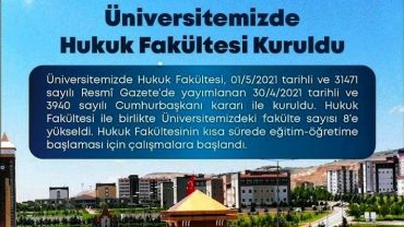 Üniversitemizde Hukuk Fakültesi Kuruldu