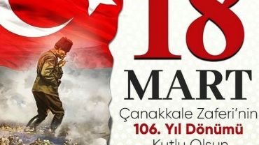 Çanakkale Zaferi'nin 106. Yıl Dönümü Kutlu Olsun. Bu toprakları bizlere vatan yapan şehitlerimizi saygı ve şükranla anıyoruz.