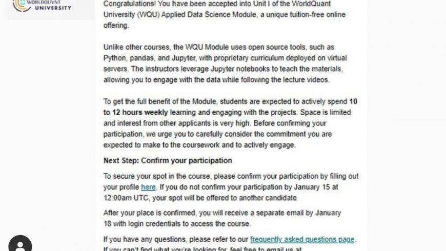 Endüstri Mühendisliği Bölümü 4. Sınıf öğrencilerinden Pınar Şavlı, 75 ülkeden 890 öğrencinin eğitim aldığı WorldQuant University (WQU)’ nde “Scientific Computing and Python for Data Science” eğitimi almaya hak kazanmıştır.